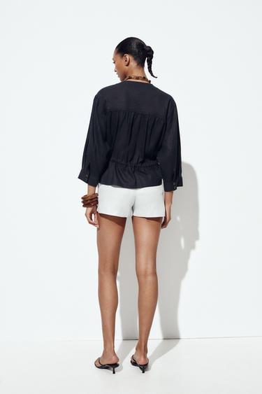VESTE SAHARIENNE AVEC LIN - Bleu marine de Zara - Image 4