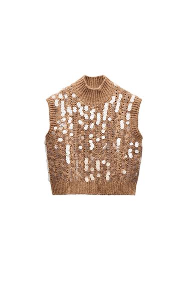 SEQUIN KNIT WAISTCOAT