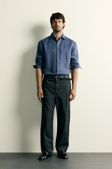 CHEMISE REGULAR FIT 100% LIN - Indigo de Zara