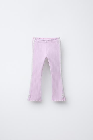 FLARE TROUSERS WITH SIDE STRIPES AND BOW - Mauve by Zara - Image 0