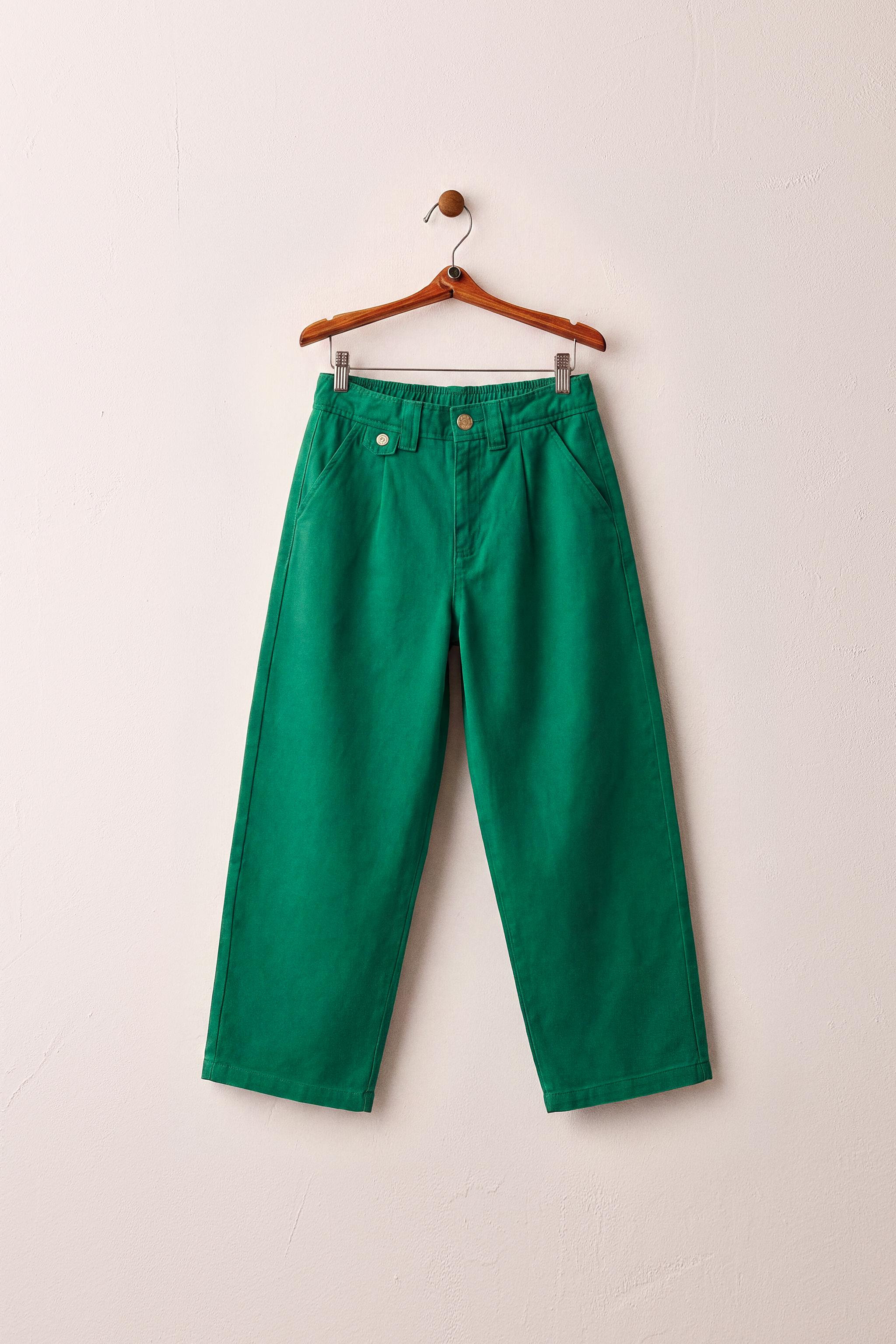 STRAIGHT-FIT TROUSERS — Green