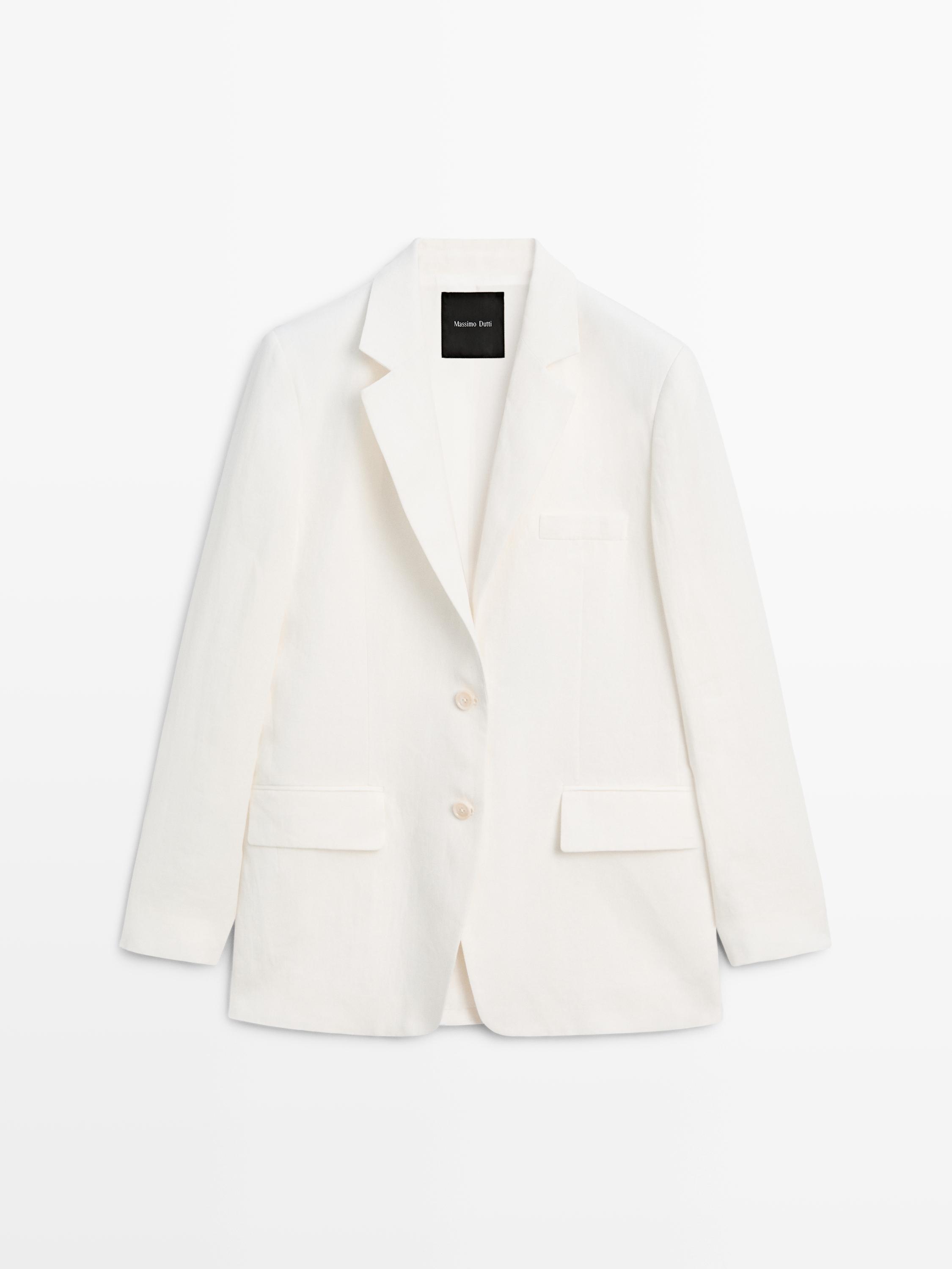 100% linen suit blazer — Oyster-white