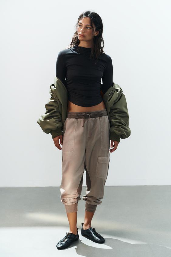 HIGH NECK GATHERED TOP - Charcoal grey by Zara - Image 0