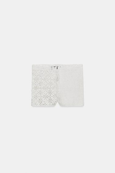 Zara COMBINED CROCHET SHORTS - White