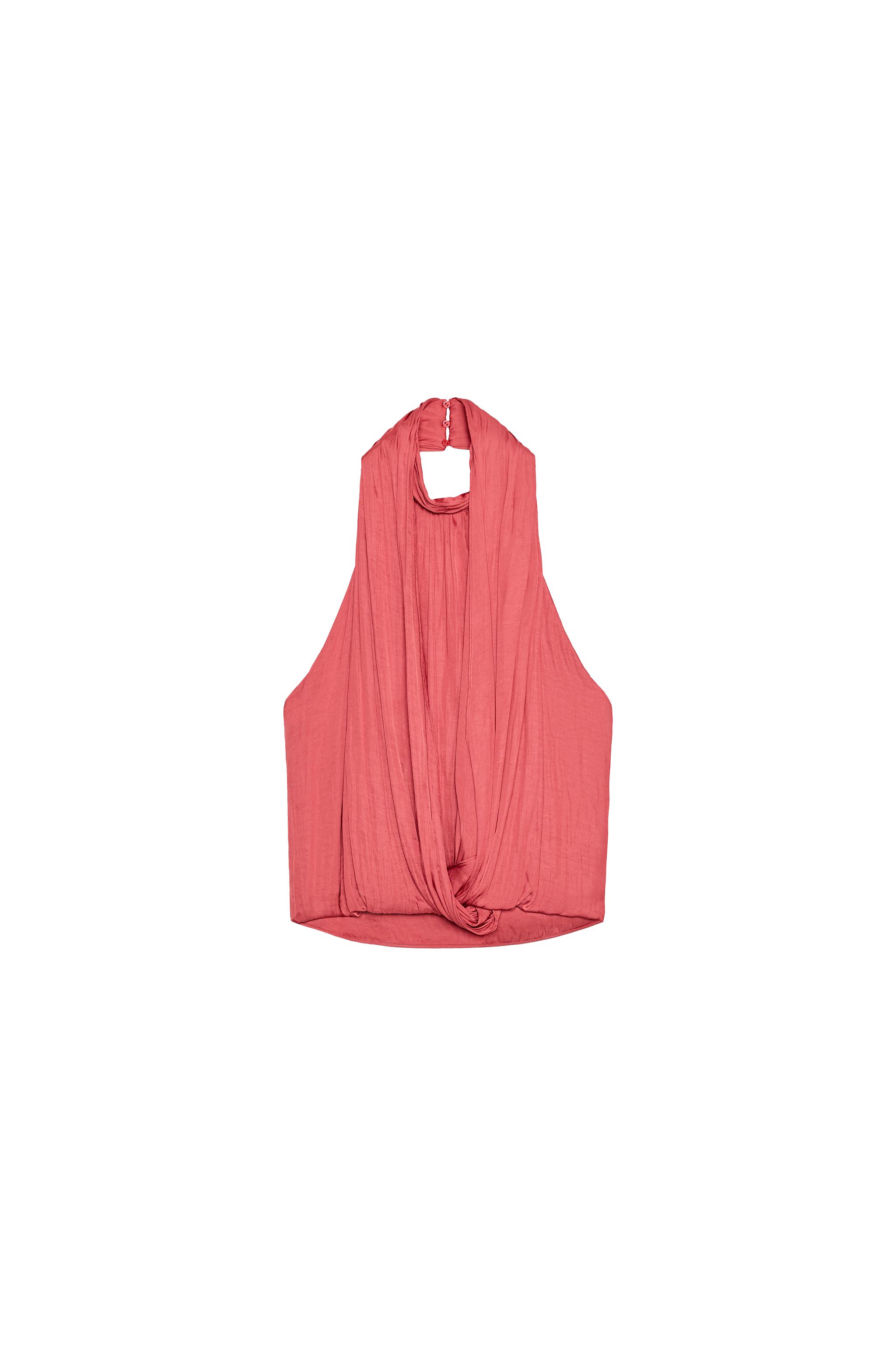 SATIN HALTER TOP - Dark coral | ZARA South Africa