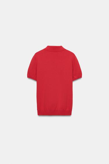 POLO EN MAILLE À ZIP - Rouge de Zara - Image 7