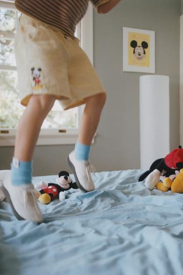 MICKEY MOUSE © DISNEY STRIPED CANVAS BERMUDA SHORTS - Yellow by Zara