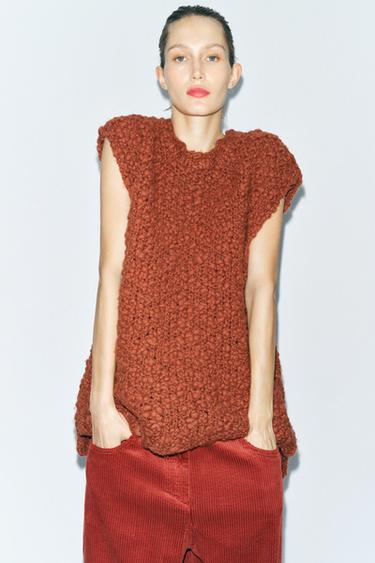 GILET OVERSIZE EN MAILLE STRUCTURÉE - Terracota de Zara