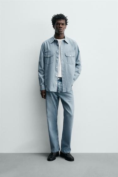 Zara COTTON-LYOCELL STRAIGHT ANKLE FIT JEANS - Light blue - Image 0