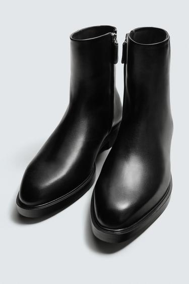 LEATHER POINTED BOOTS - Black by Zara - Image 4