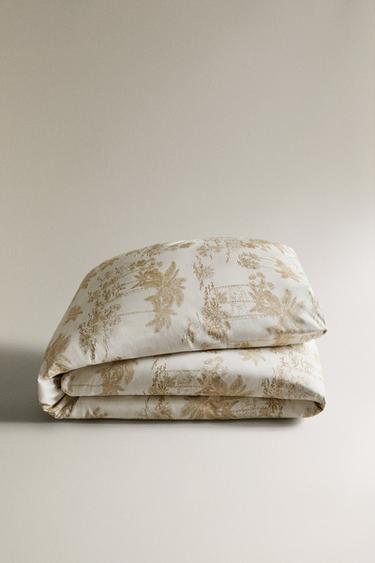 HOUSSE DE COUETTE SATIN TOILE DE JOUY PALMIERS - Or de Zara - Image 4