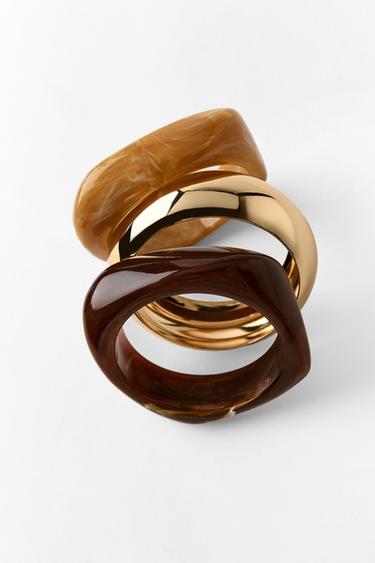 LOT DE 3 BRACELETS RIGIDES - Marron de Zara