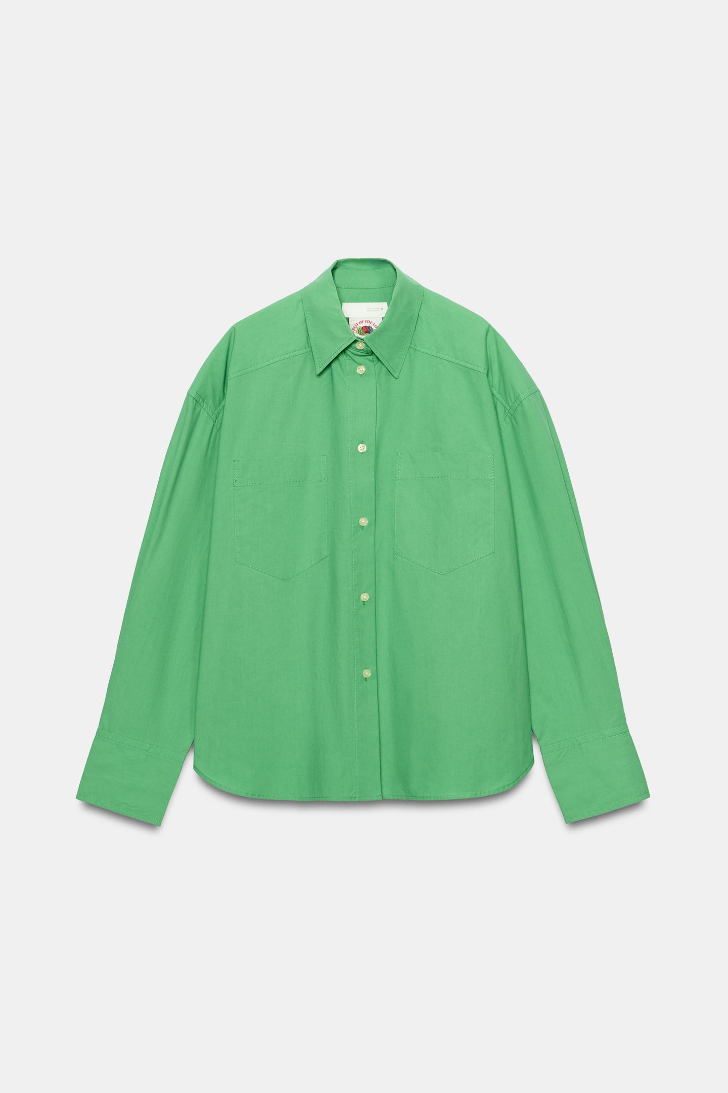 Женская рубашка Zara Fruit OF the Loom™ Pocket, цвет: Зелёный — фото 2