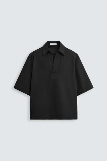 COTTON - LINEN POLO SHIRT - Black by Zara