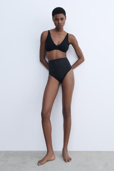 STRING TAILLE HAUTE BODY SHAPE AVEC POLYAMIDE - Noir de Zara