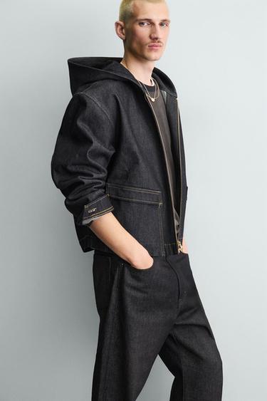 VESTE EN JEAN À CAPUCHE - Bleu de Zara - Image 4