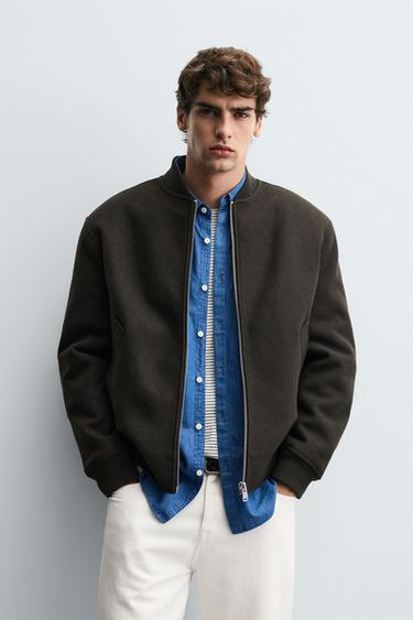 Zara COMBINATION BOMBER JACKET - Dark khaki