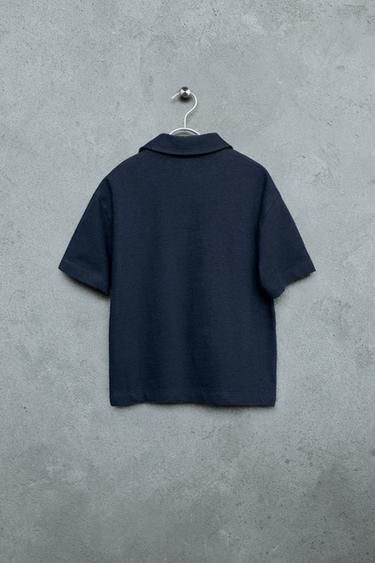 STORIESZ - TEXTURED RELAXED FIT POLO SHIRT - Blue by Zara - Image 1
