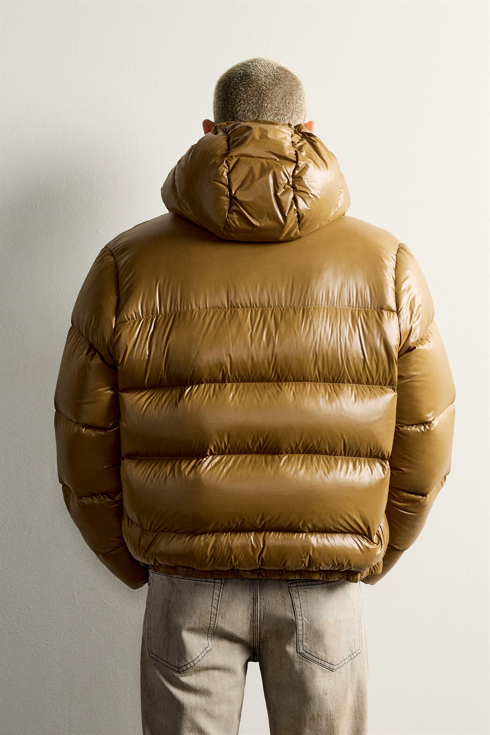 ダウン80%・フェザー20% 撥水加工パフジャケット - マスタード | ZARA