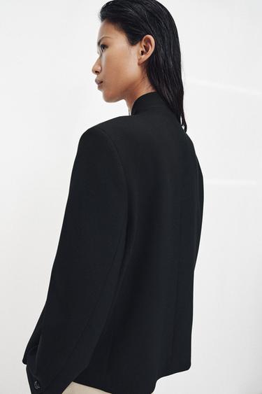 HIGH NECK BUTTONED BLAZER ZW COLLECTION - Black by Zara - Image 2