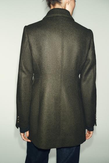 MANTEAU À BOUTONNAGE CROISÉ AVEC LAINE - Kaki de Zara - Image 6