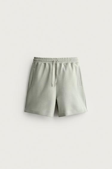 RELAXED FIT INTERLOCK JOGGING BERMUDA SHORTS - washed green by Zara