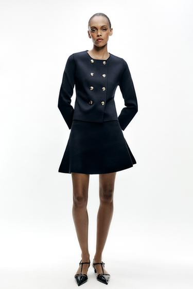 PLAIN KNIT MINI SKIRT - Navy blue by Zara - Image 0