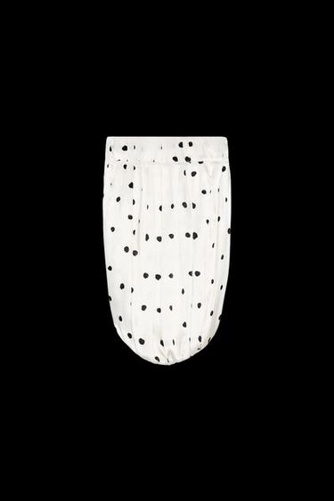 FALDA MIDI LUNARES ZW COLLECTION - Blanco / Negro de Zara