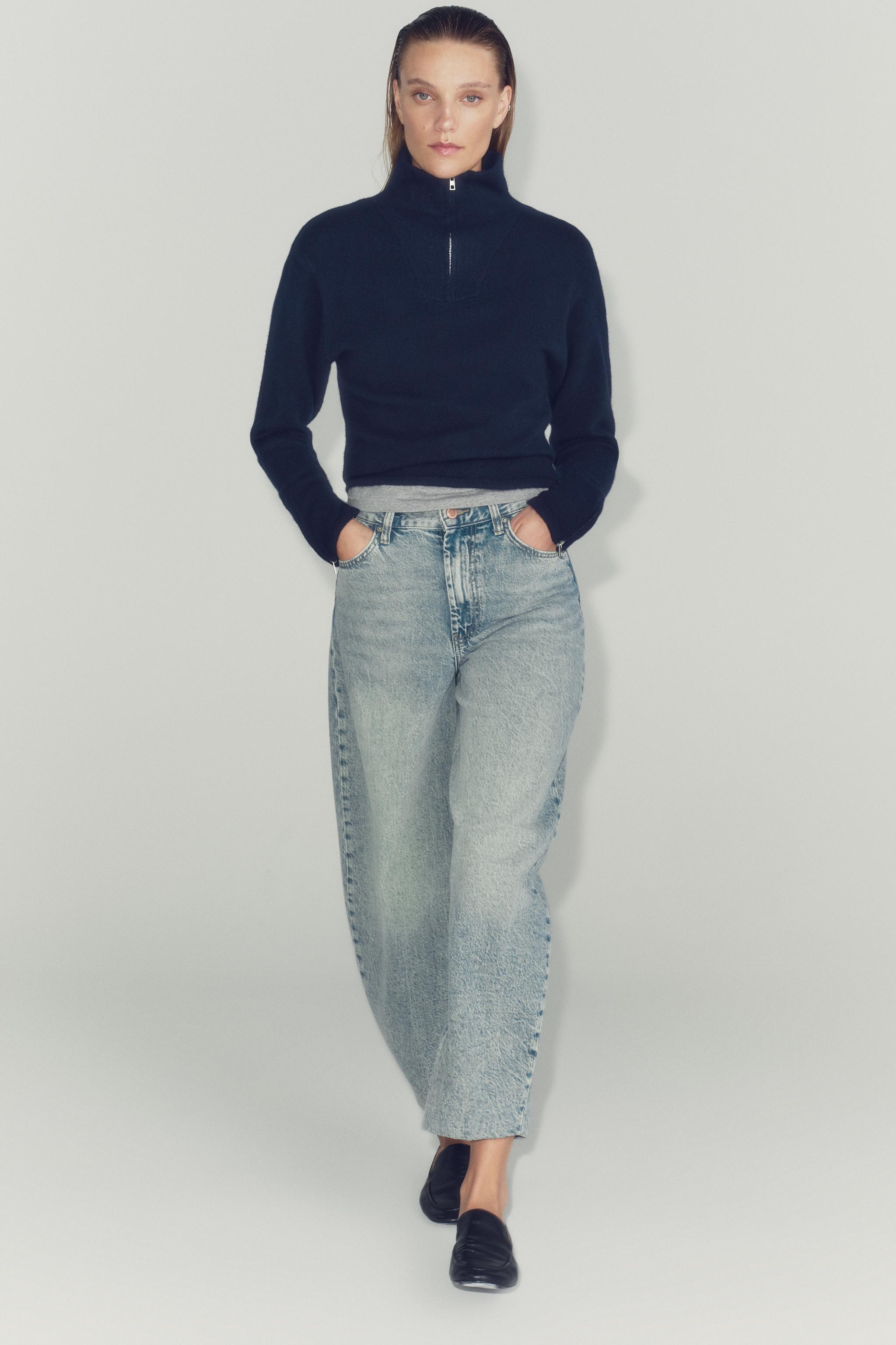 Zara ZW COLLECTION YÜKSEK BEL TAPERED FIT JEAN görsel 8