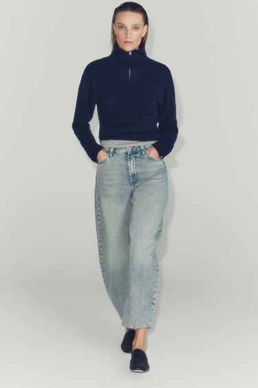 جينز ZW بخصر عالٍ وقصّة Tapered - أزرق فاتح الخاص بـ Zara