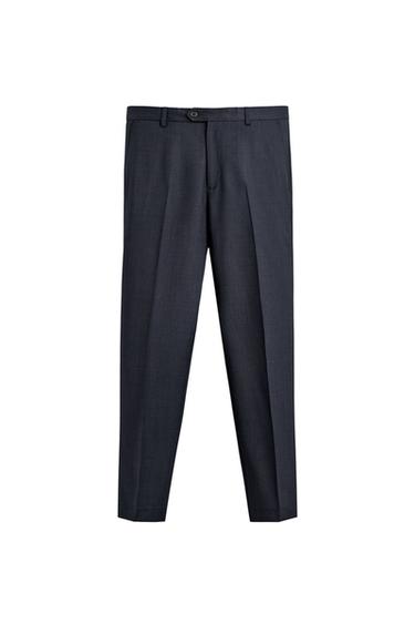 REGULAR FIT 100% WOOL TEXTURED SUIT TROUSERS - Navy blue by Zara