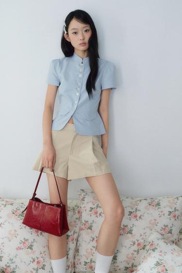 CHECK PEPLUM TOP - Blues by Zara