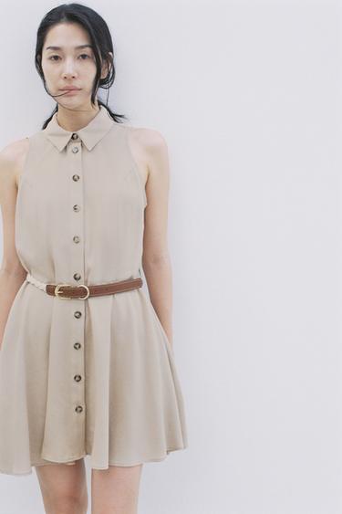 BELTED MINI DRESS - Beige by Zara