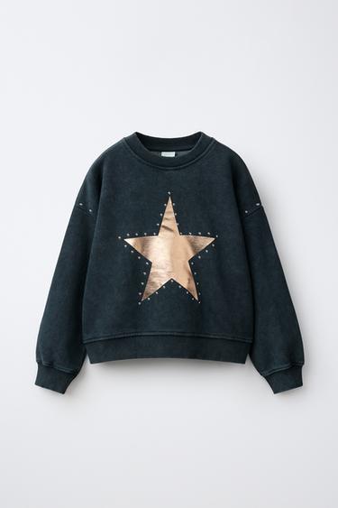 SUDADERA TACHAS ESTAMPADO ESTRELLA - Gris antracita de Zara