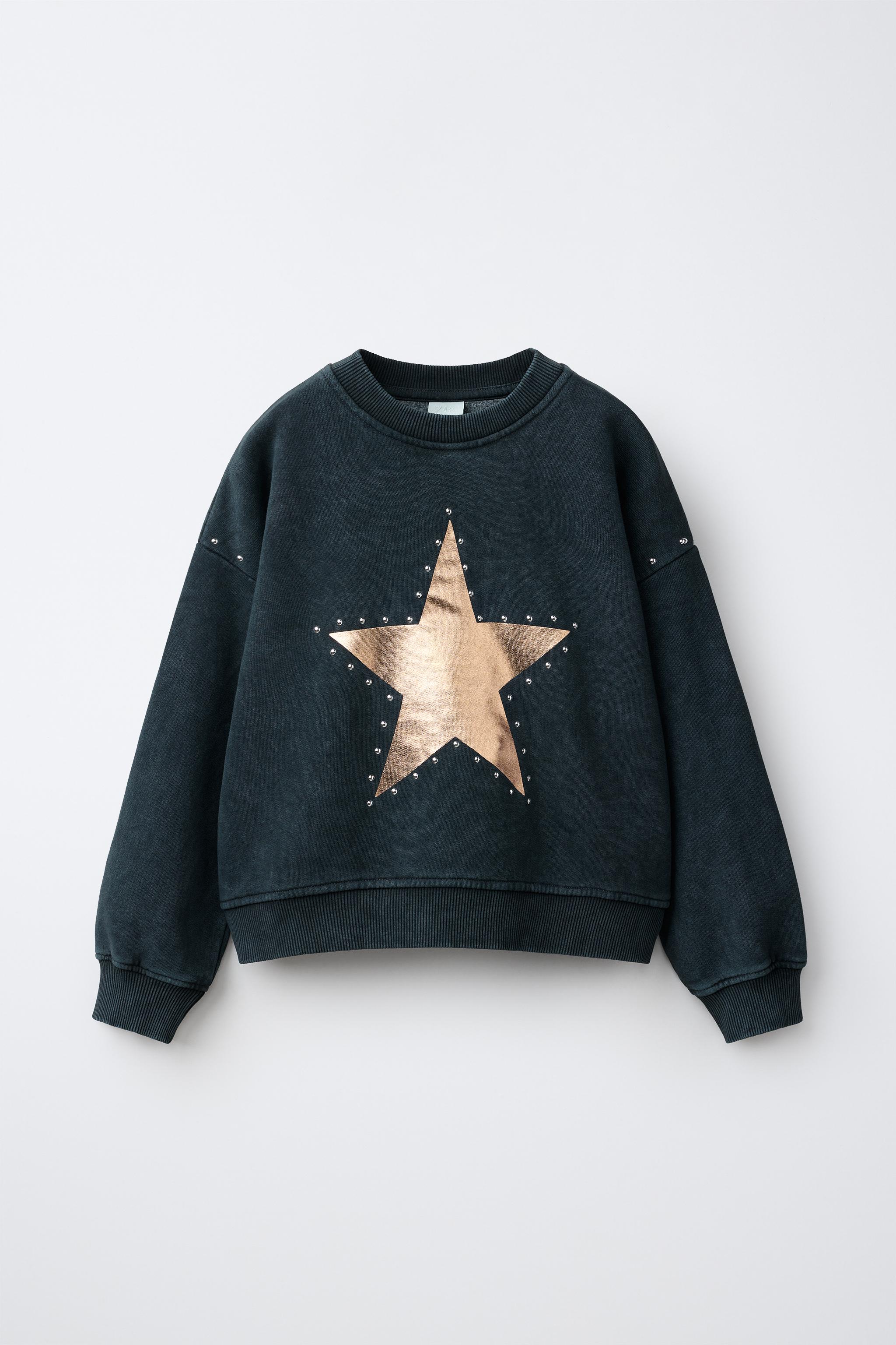 STUDDED STAR PRINT SWEATSHIRT