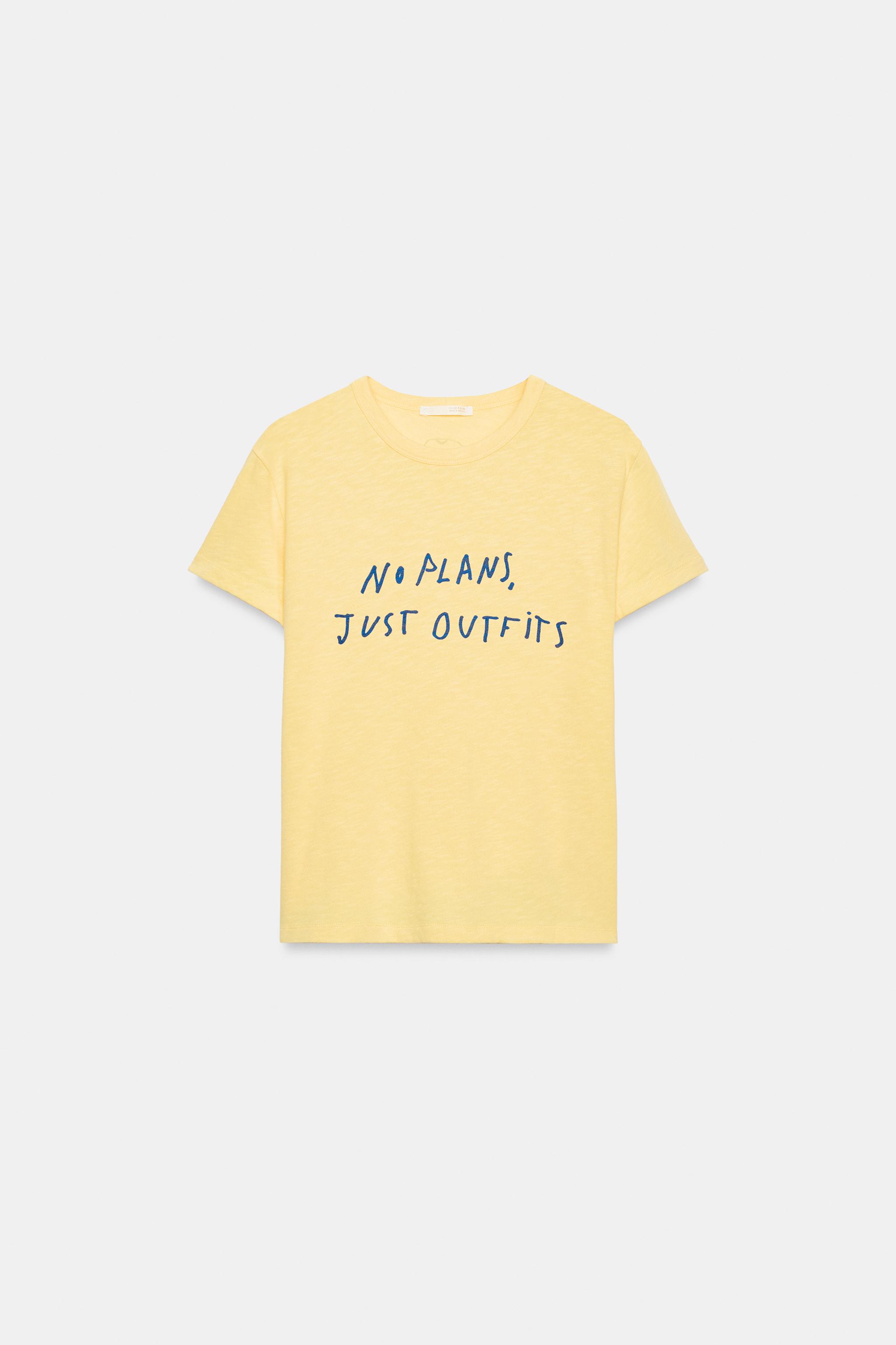 Женские футболки Zara YELLOW TEXT T-SHIRT — фото 7