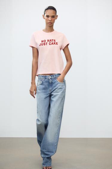 T-SHIRT WITH SLOGAN - Pink by Zara - Image 0