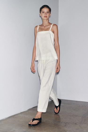 PANTALÓN CULOTTE BORDADOS ZW COLLECTION - Crudo de Zara