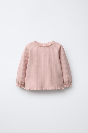 T-SHIRT POINTELLE - Rosa da Zara