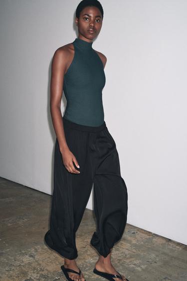 HALTER CREPE TOP - Petrol blue by Zara