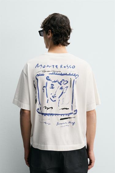 PLAYERA ESTAMPADOS CONTRASTE - Blanco de Zara