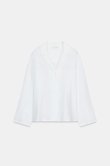Zara 100% LINEN SHIRT ZW COLLECTION - White