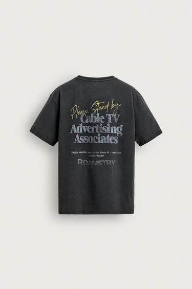 T-SHIRT LAVÉ INSCRIPTIONS CONTRASTÉES - Gris clair de Zara