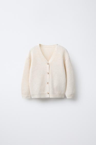 RIB KNIT CARDIGAN - Light beige by Zara