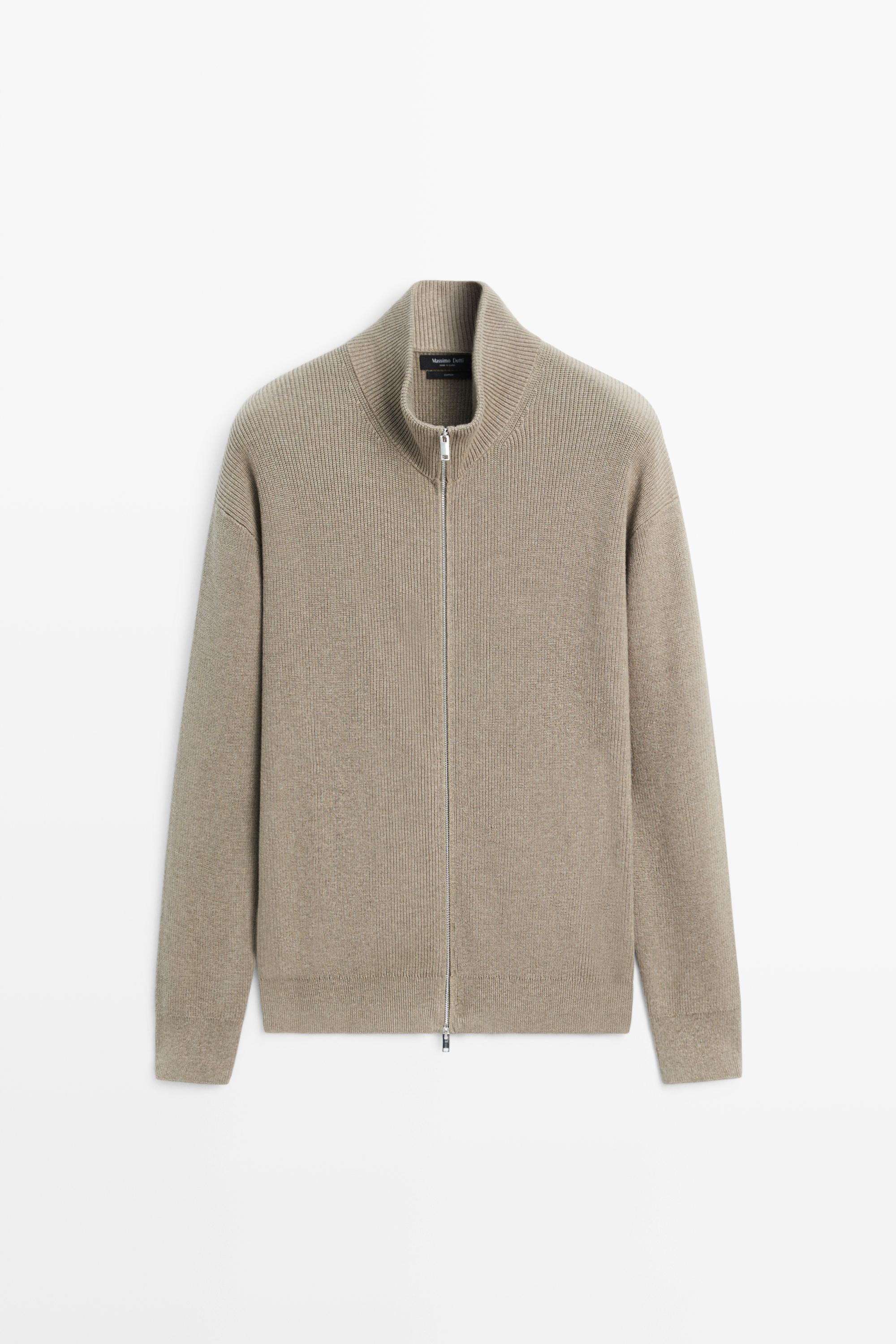 100% cotton ribbed knit cardigan
