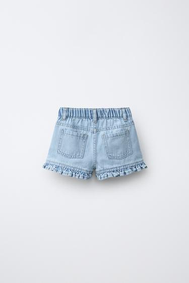 DENIM BERMUDA SHORTS WITH RUFFLES - Light blue by Zara - Image 1