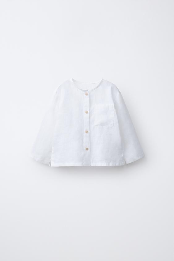 CAMISA 100% LINO - Blanco de Zara - Imagen 0