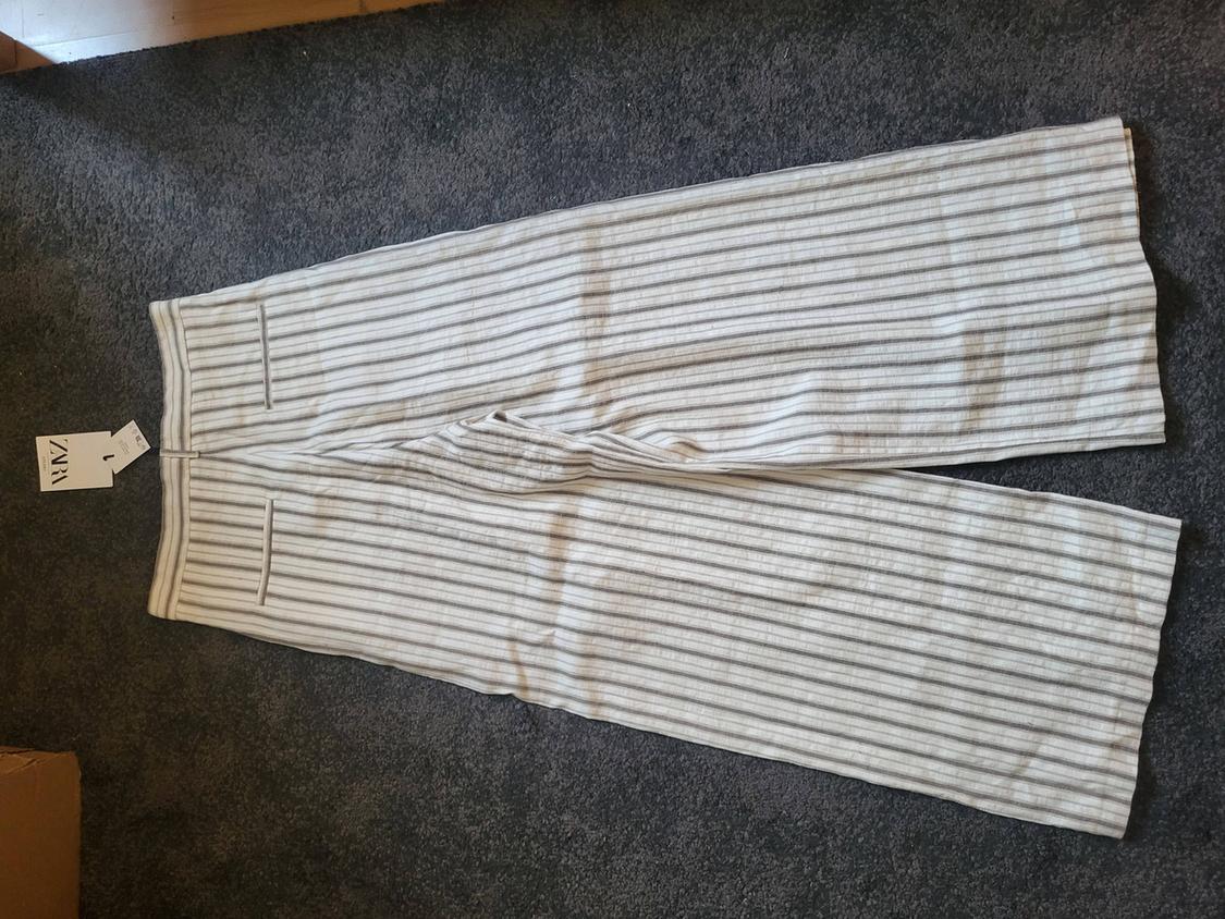 LIMITED EDITION STRIPED LINEN BLEND TROUSERS - Image 2