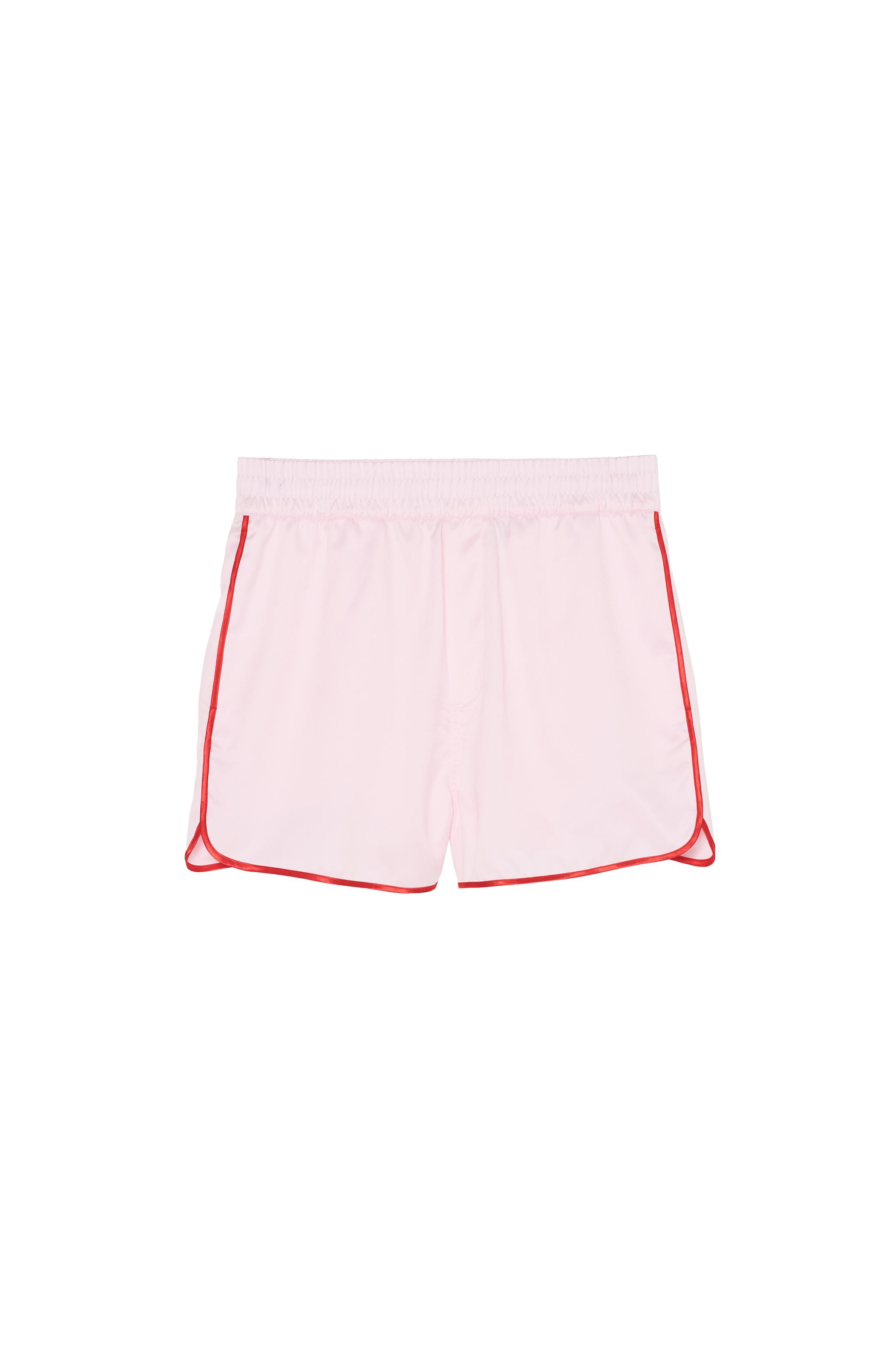 SATIN SHORTS WITH CONTRAST TRIM — Pink