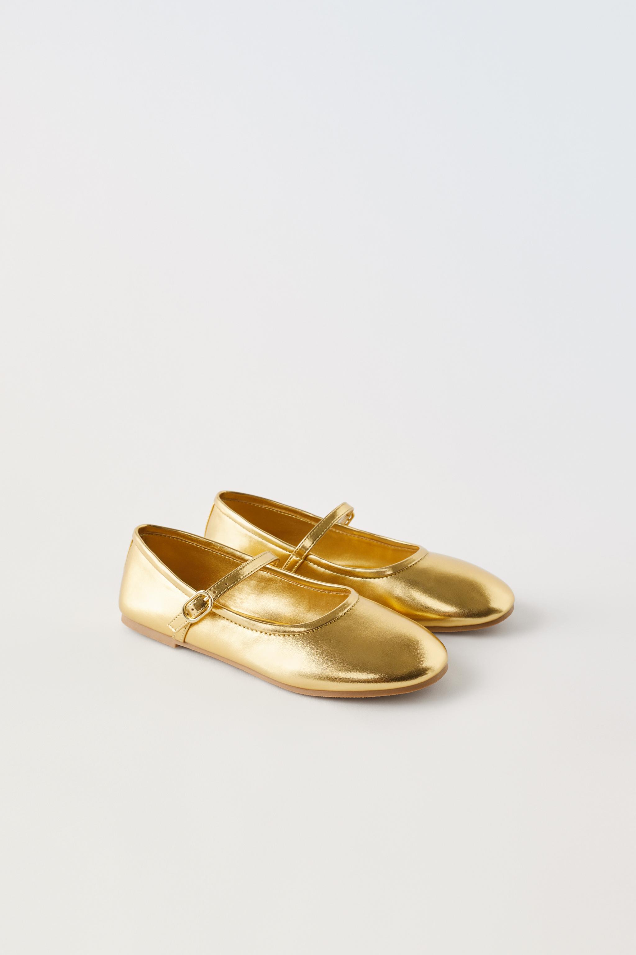 METALLIC BALLET FLATS Gold ZARA Canada